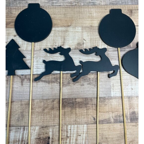 8 Christmas-Themed Chalkboard Party Picks - Trees Reindeer & Ornament Shapes Woo - Picture 5 of 5